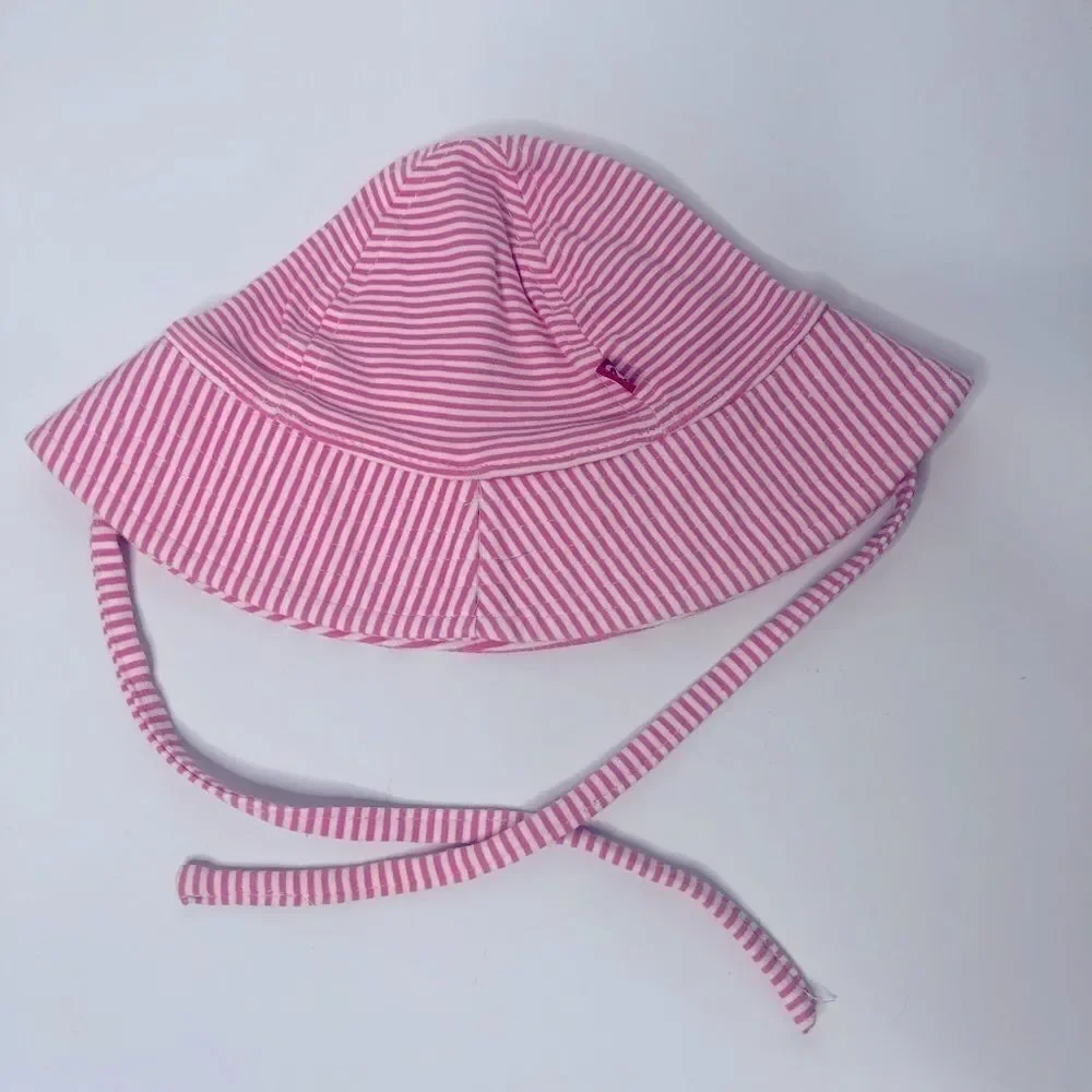 Zutano Pink White Stripe Baby Sun Hat Bonnet
